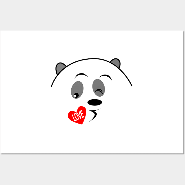 Panda's love kiss! Wall Art by Aurealis